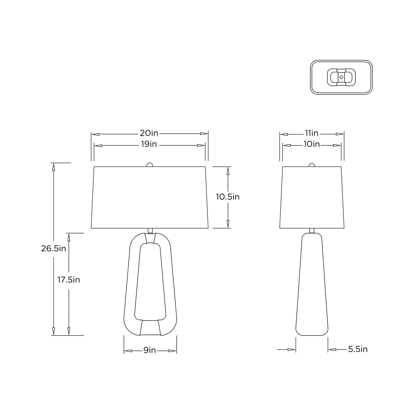 Gianni Table Lamp - line drawing.