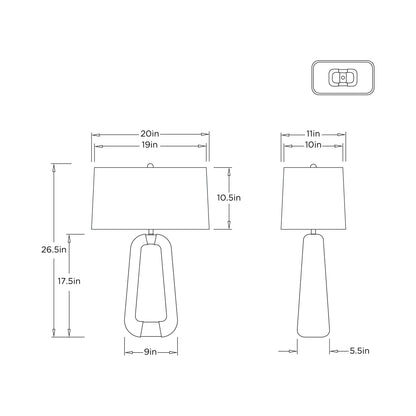 Gianni Table Lamp - line drawing.