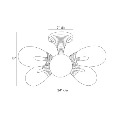 Giselle Semi Flush Mount Ceiling Light - line drawing.