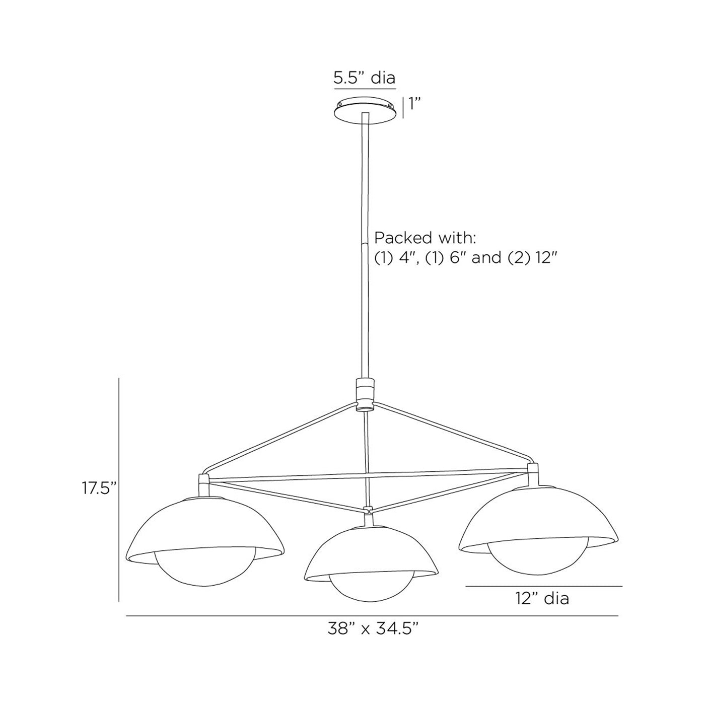 Glaze Chandelier - line drawing.
