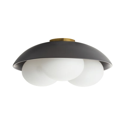 Glaze Flush Mount Ceiling Light in Matte Black (3-Light).