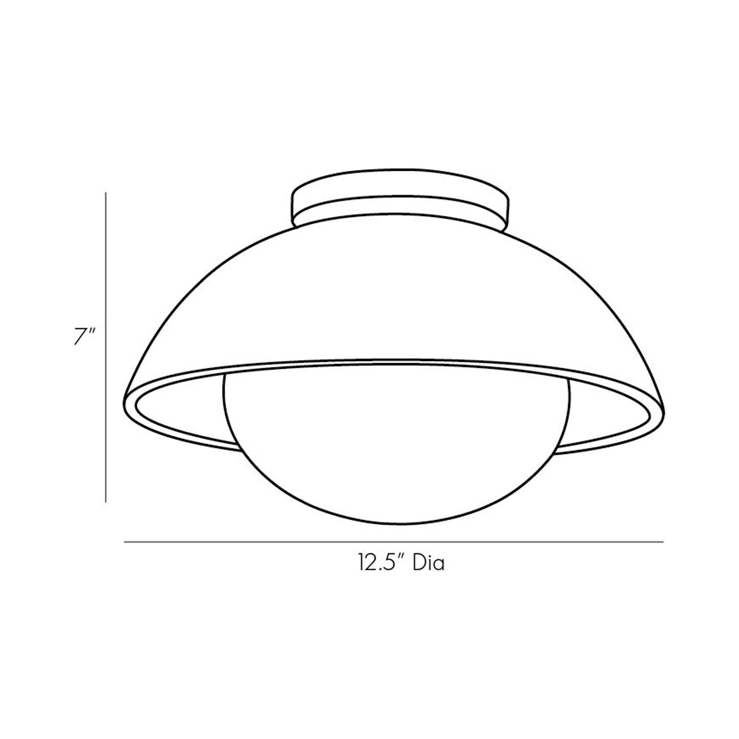 Glaze Flush Mount Ceiling Light - line drawing.