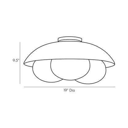 Glaze Flush Mount Ceiling Light - line drawing.