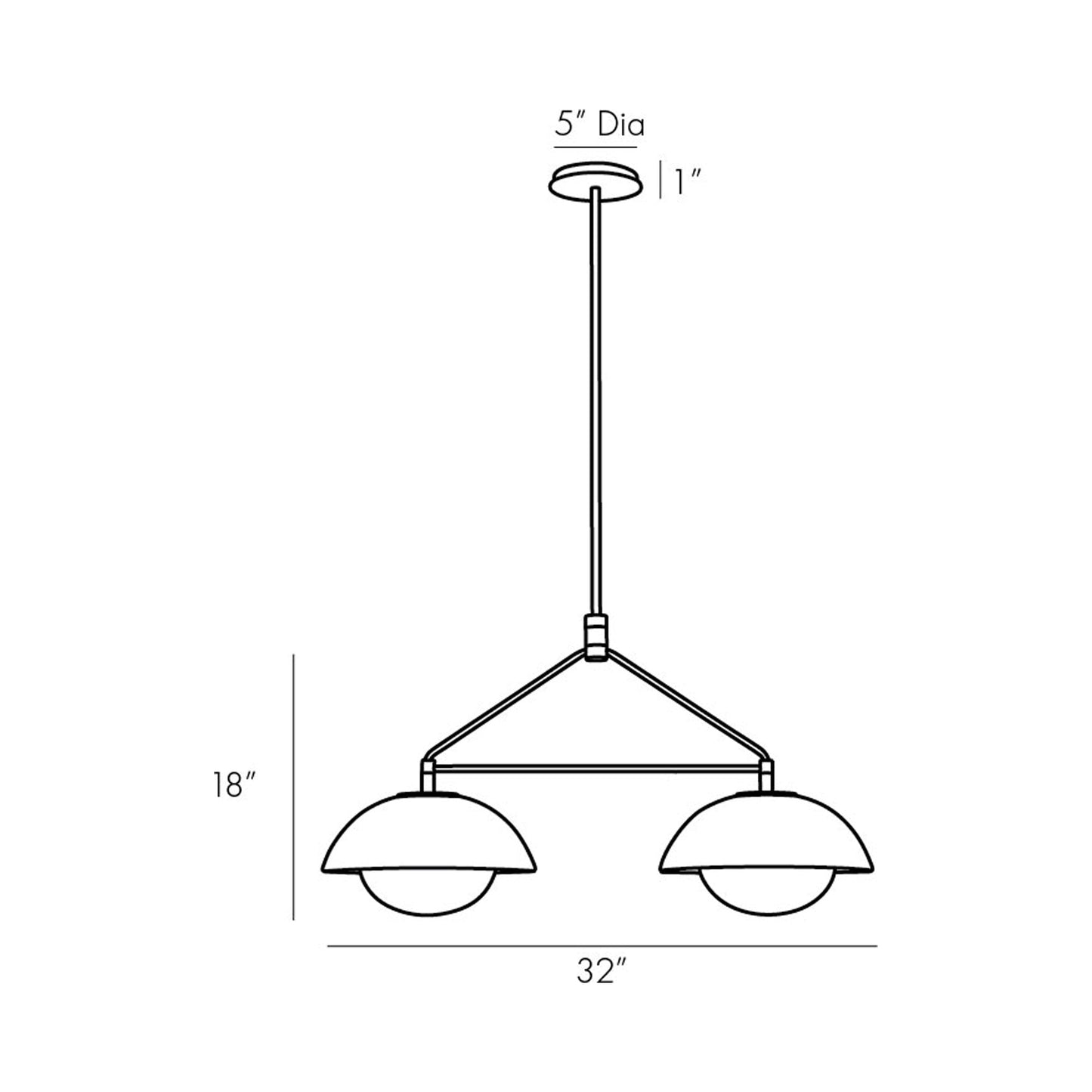 Glaze Linear Pendant Light - line drawing.