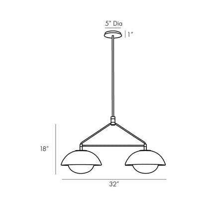 Glaze Linear Pendant Light - line drawing.