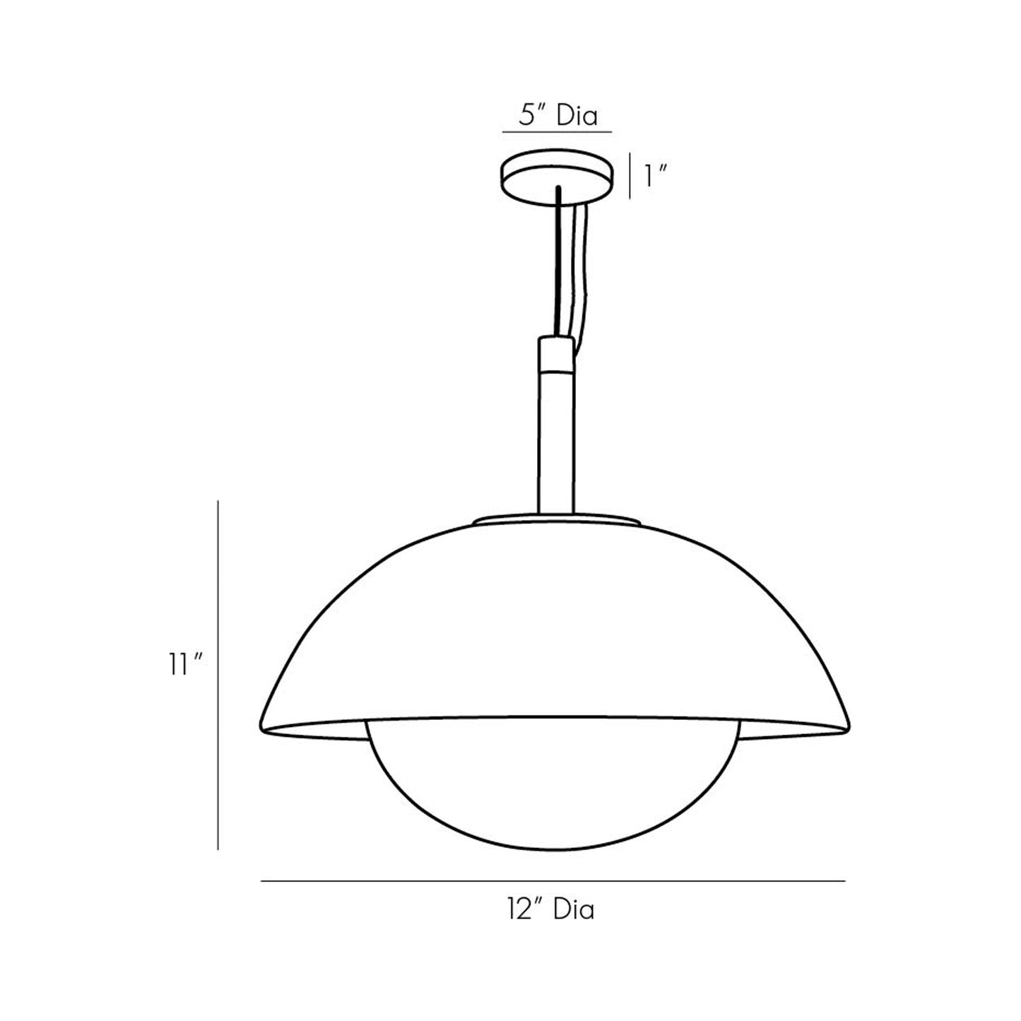 Glaze Pendant Light - line drawing.