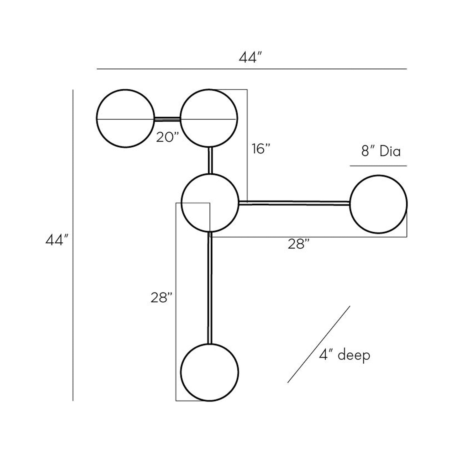 Glaze Sculptural Wall Light - line drawing.