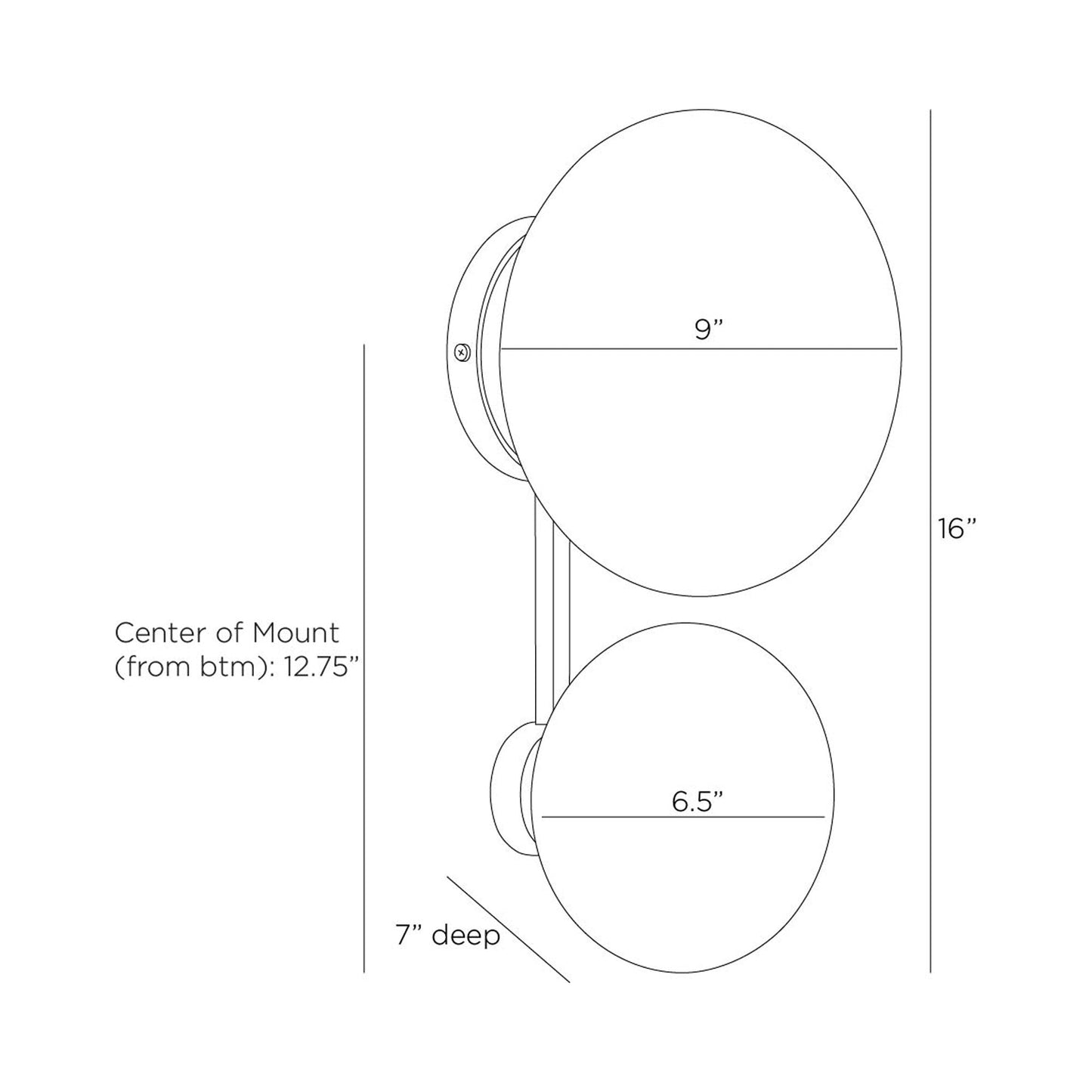 Greensboro Wall Light - line drawing.