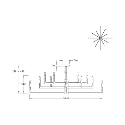 Griff Chandelier - line drawing.