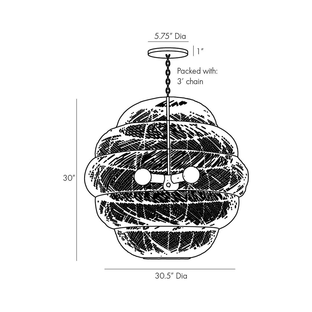 Gwen Pendant Light - line drawing.