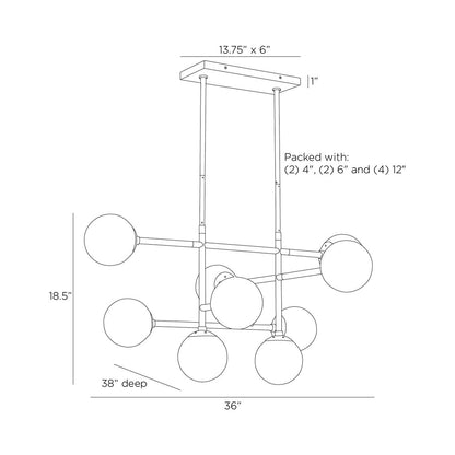 Hadden Linear Chandelier - line drawing.