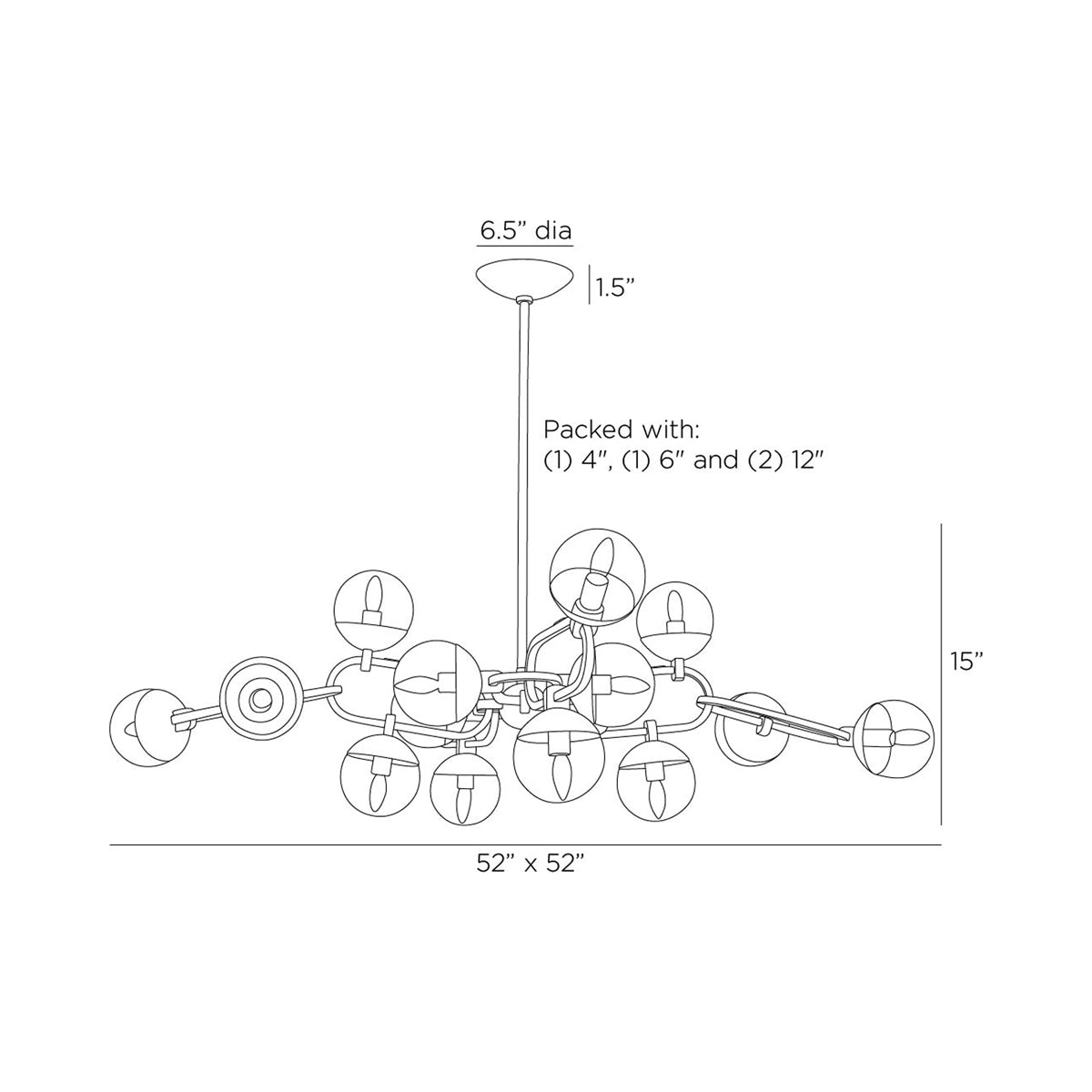 Hadly Chandelier - line drawing.