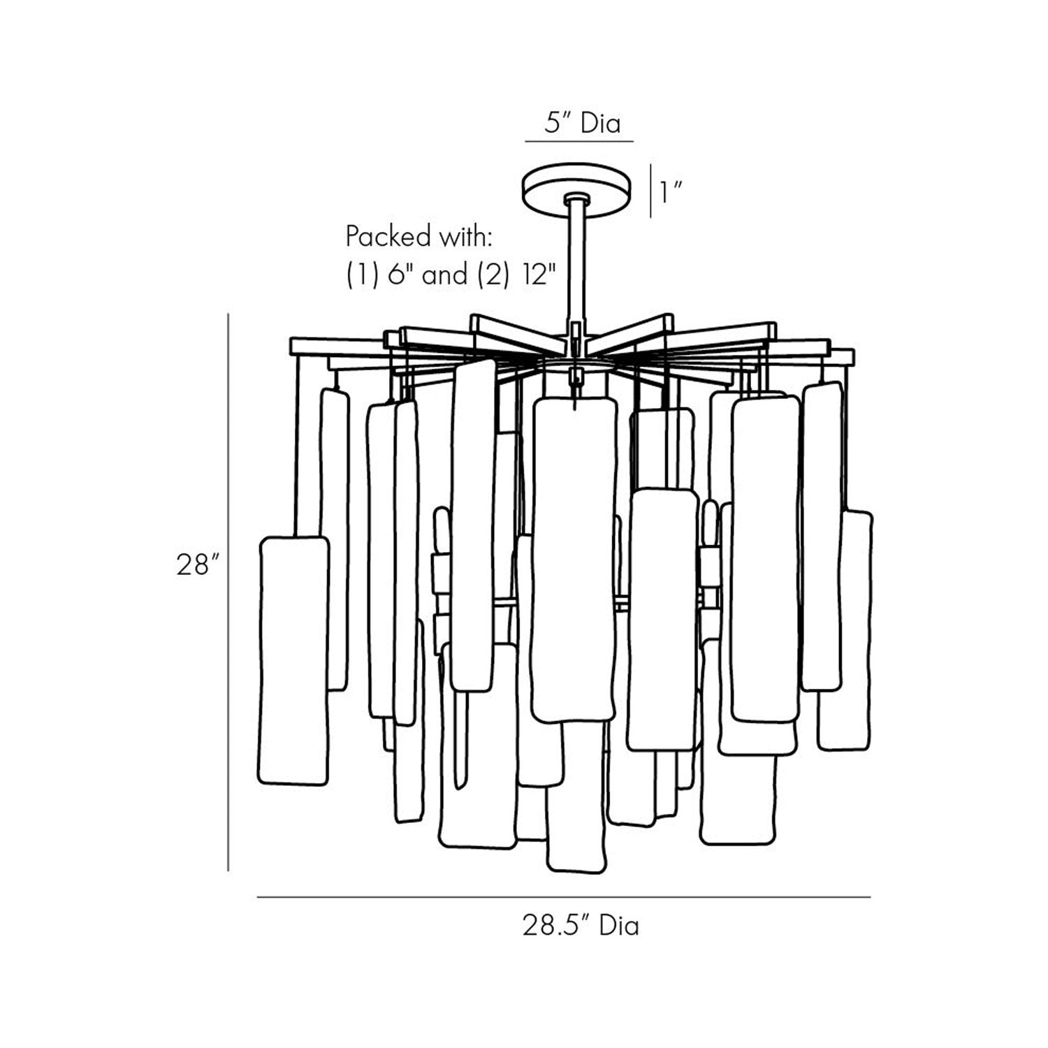 Harriet Chandelier - line drawing.