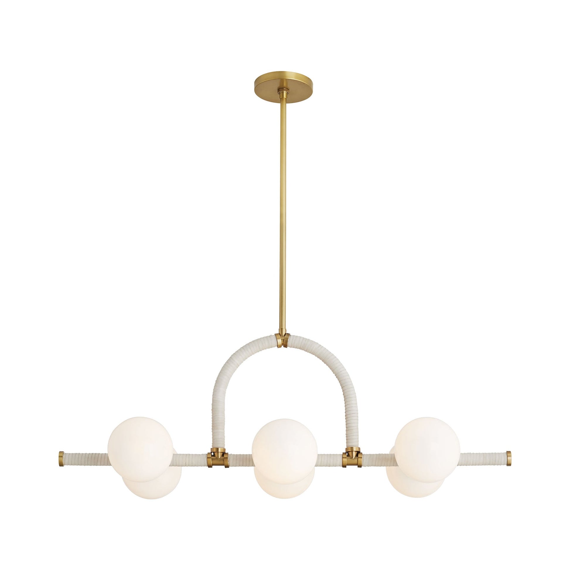 Harrison Linear Chandelier in Antique Brass.