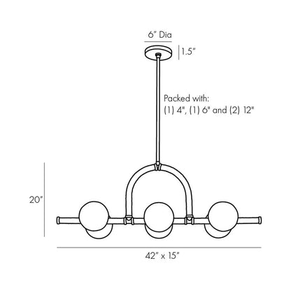 Harrison Linear Chandelier - line drawing.