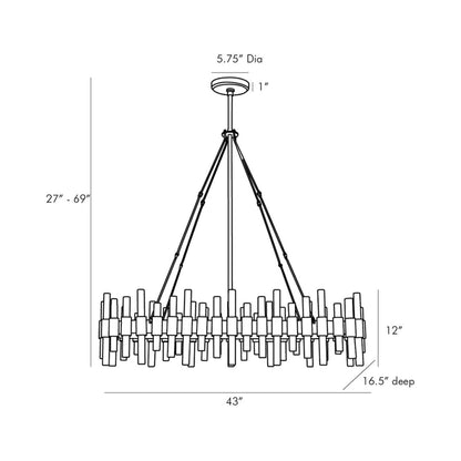 Haskell Oval Chandelier - line drawing.