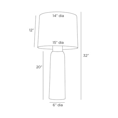 Heather Table Lamp - line drawing.