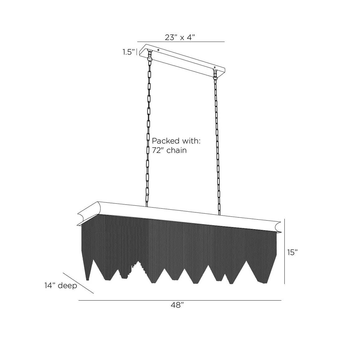 Heiress Linear Chandelier - line drawing.