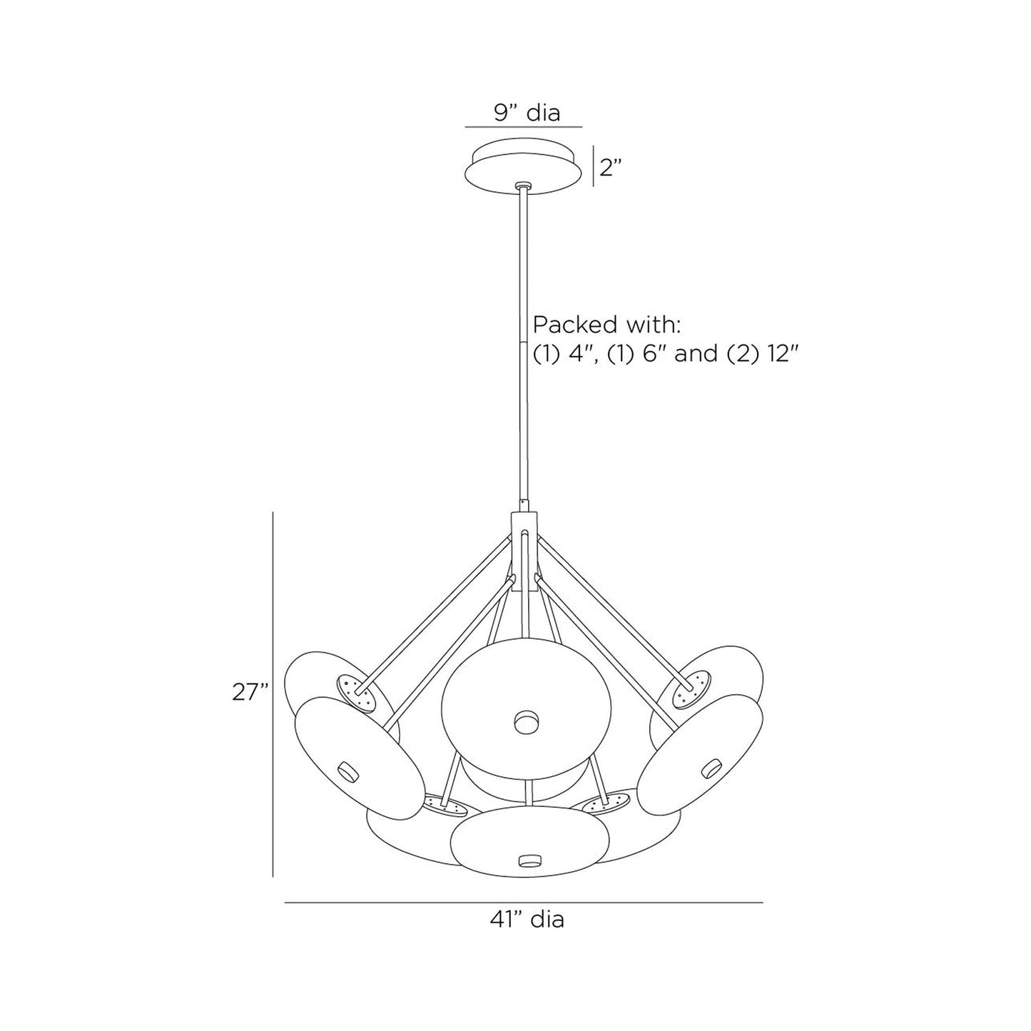 Helios LED Chandelier - line drawing.