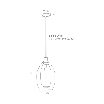 Hilary Pendant Light - line drawing.