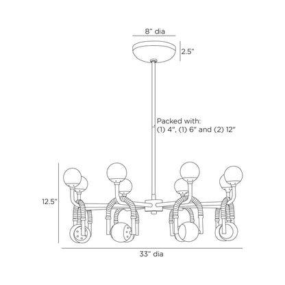 Hollins LED Chandelier - line drawing.