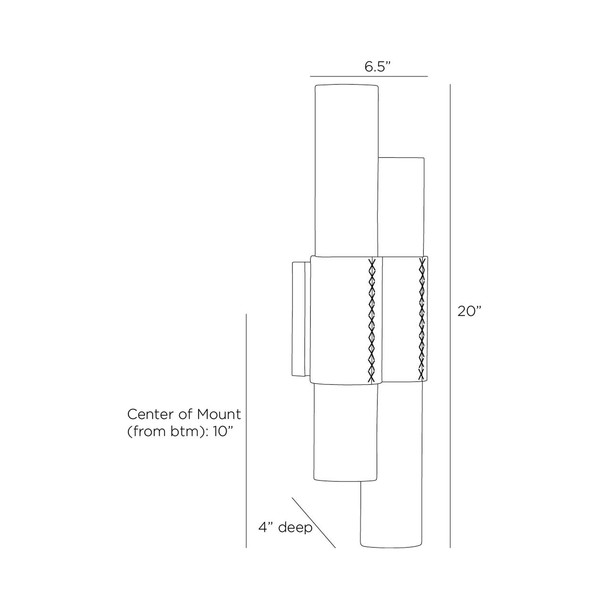 Huntington Bath Vanity Light - line drawing.