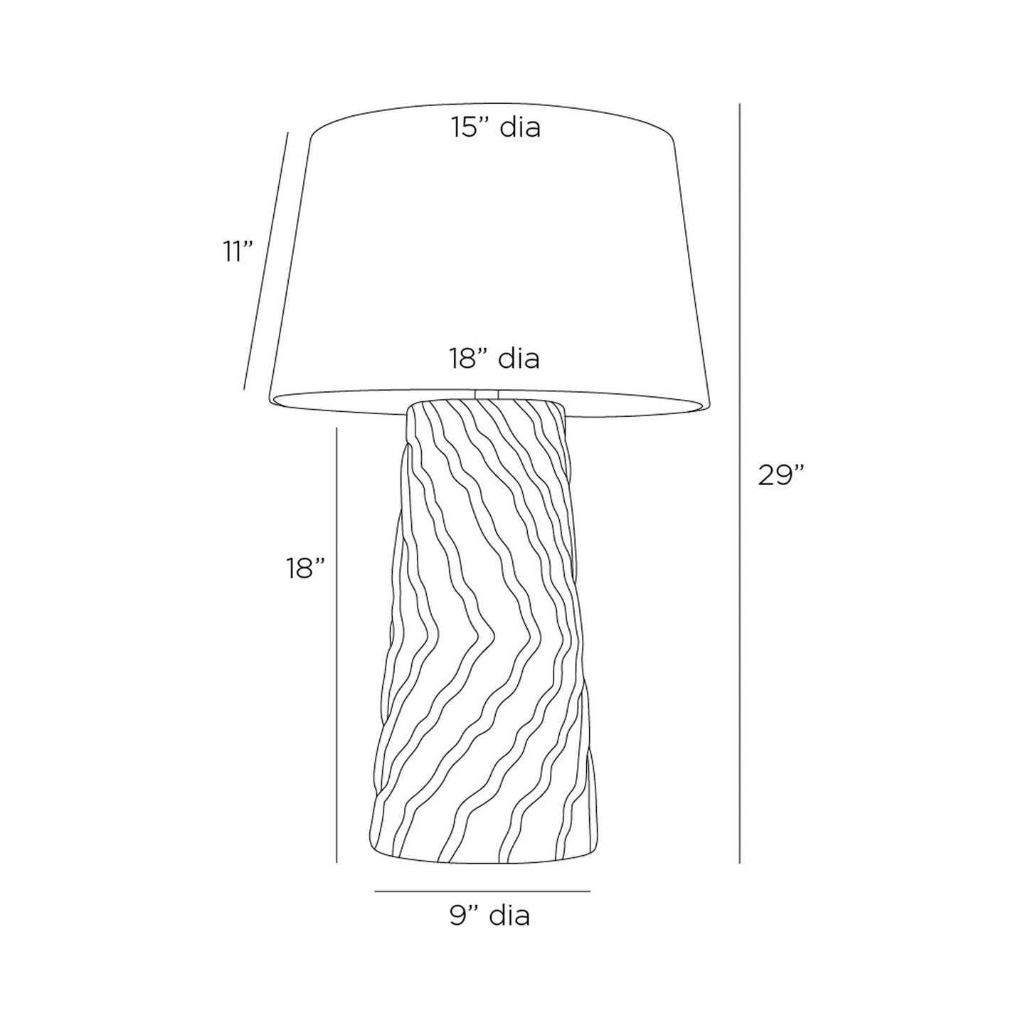 Huron Table Lamp - line drawing.