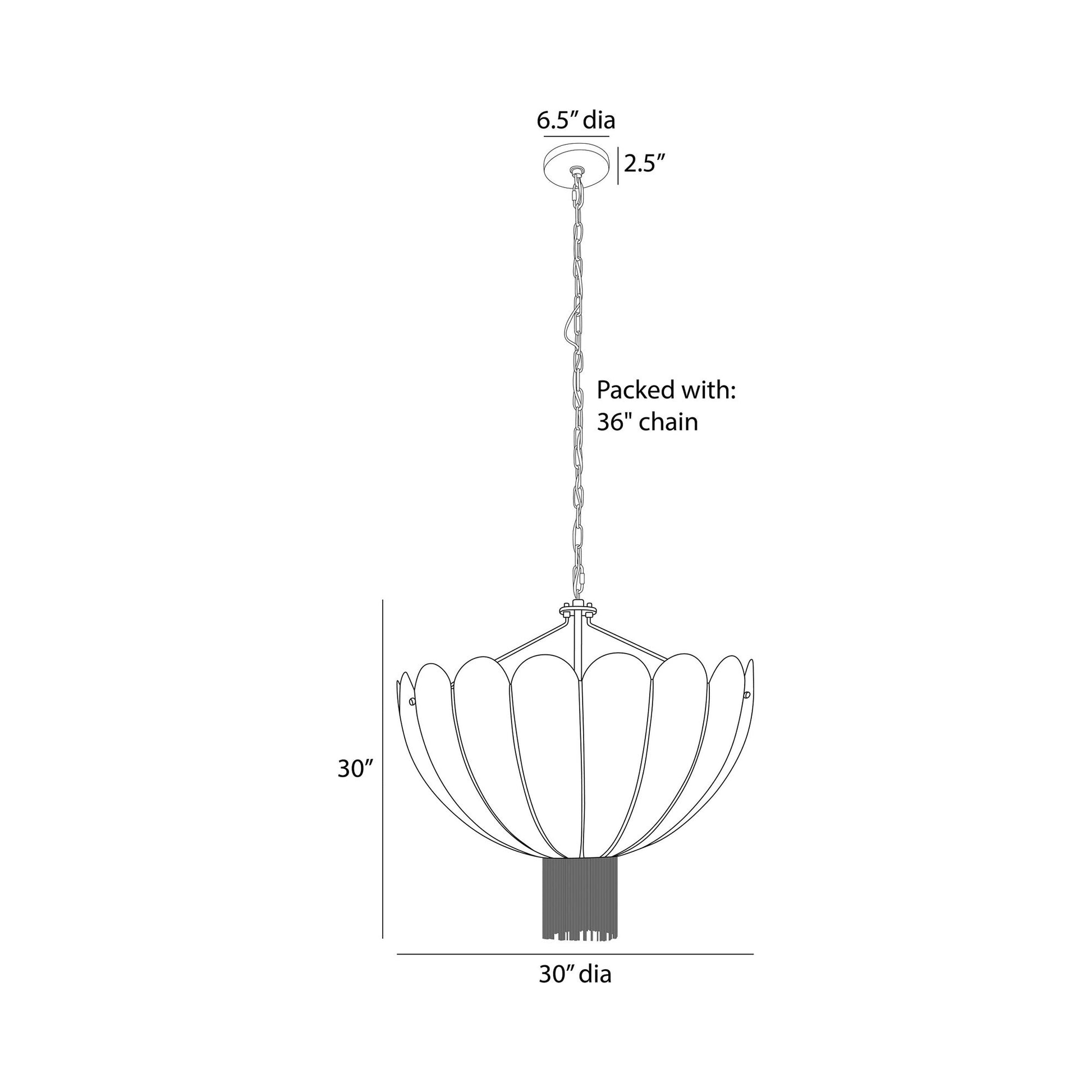 Inaya Chandelier - line drawing.