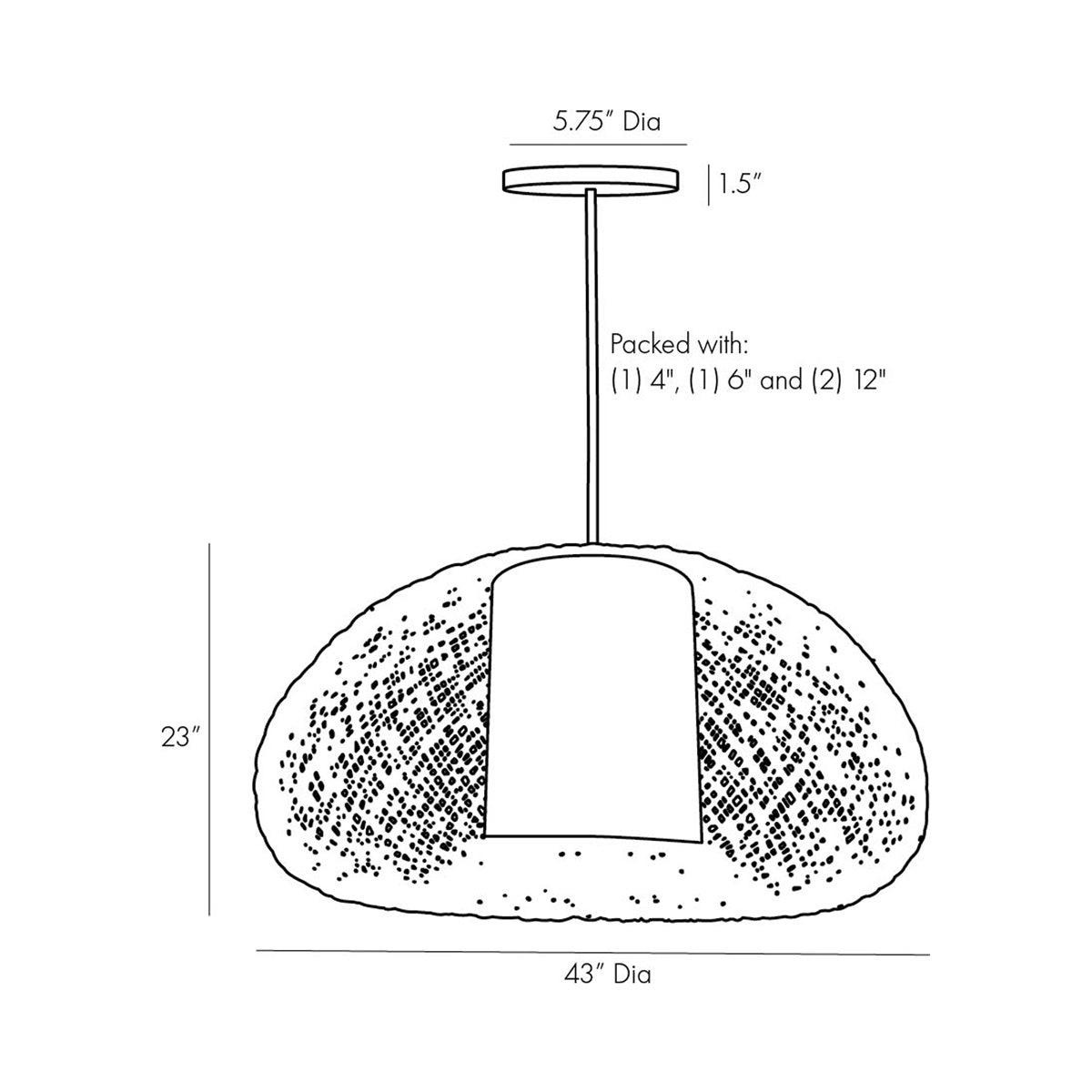 Ingrid Pendant Light - line drawing.
