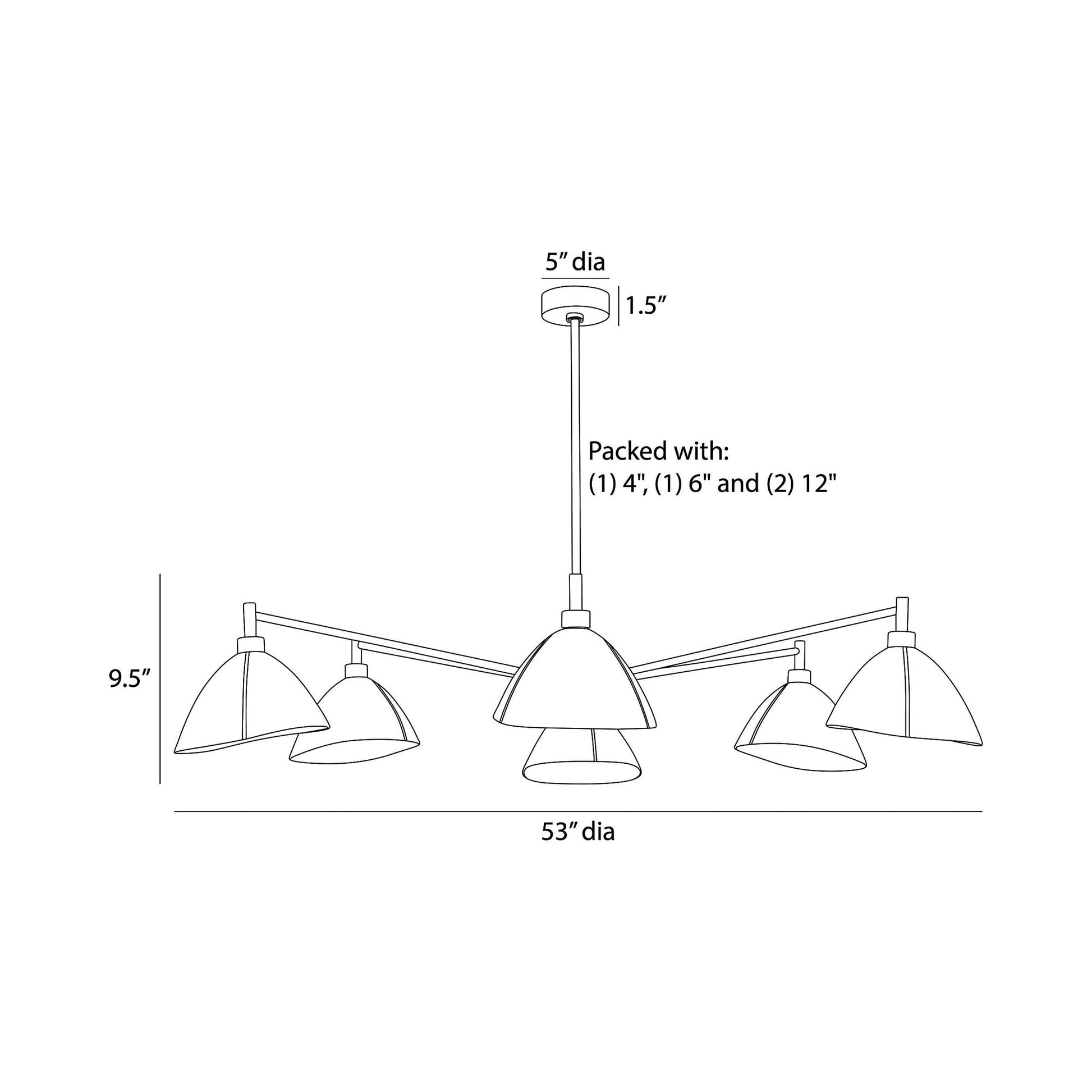 Inlet Chandelier - line drawing.