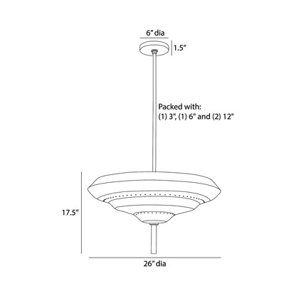 Istanbul Semi Flush Mount Ceiling Light - line drawing.