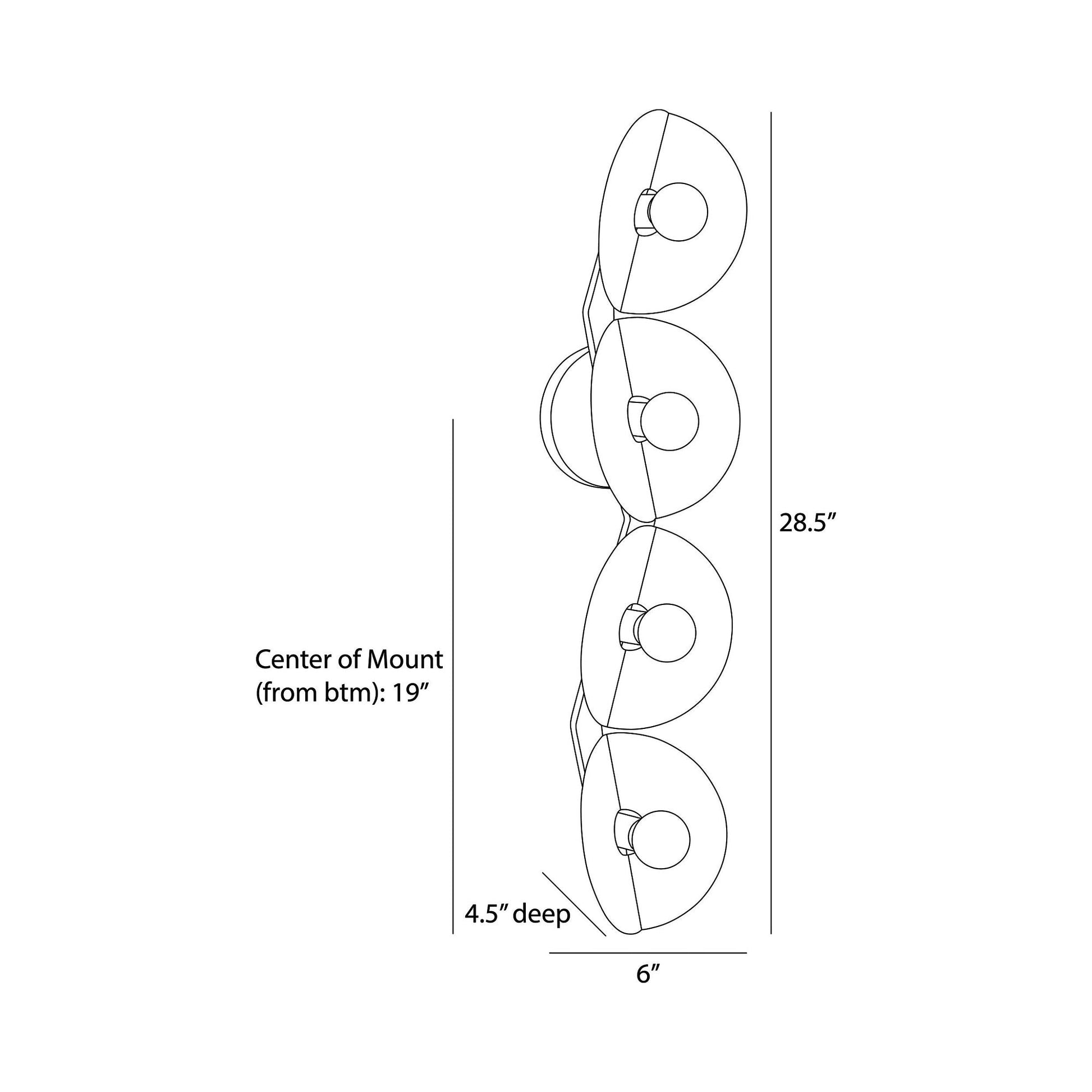 Itzia Bath Vanity Light - line drawing.