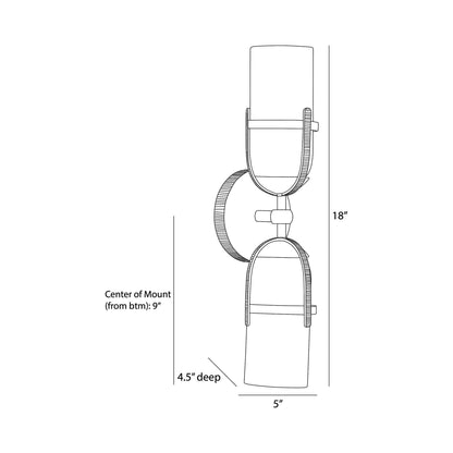 Jacobson Bath Vanity Light - line drawing.