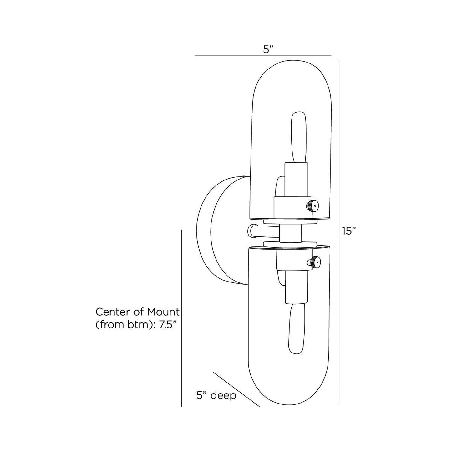 Javier Bath Vanity Light - line drawing.