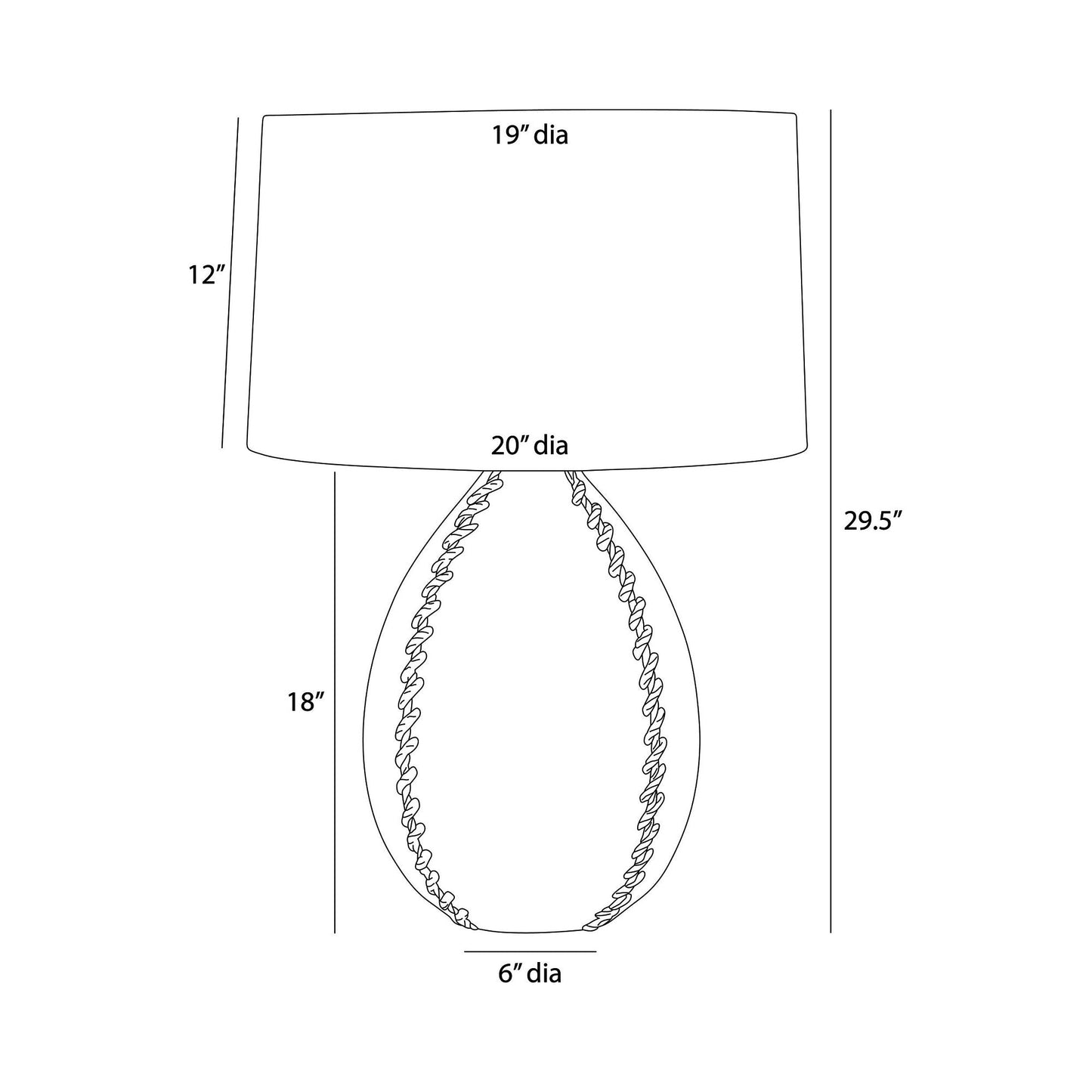 Jaxx Table Lamp - line drawing.