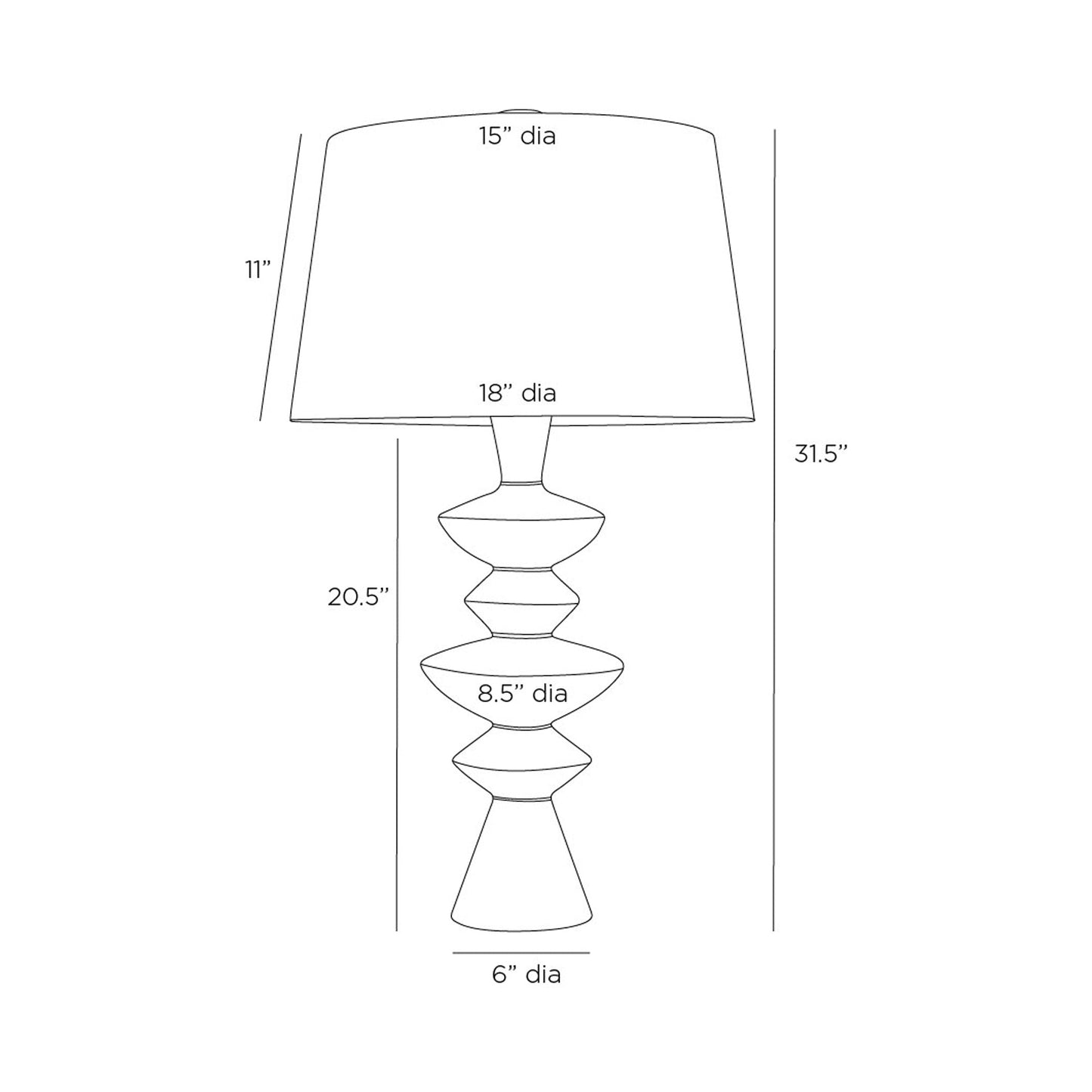 Jillian Table Lamp - line drawing.