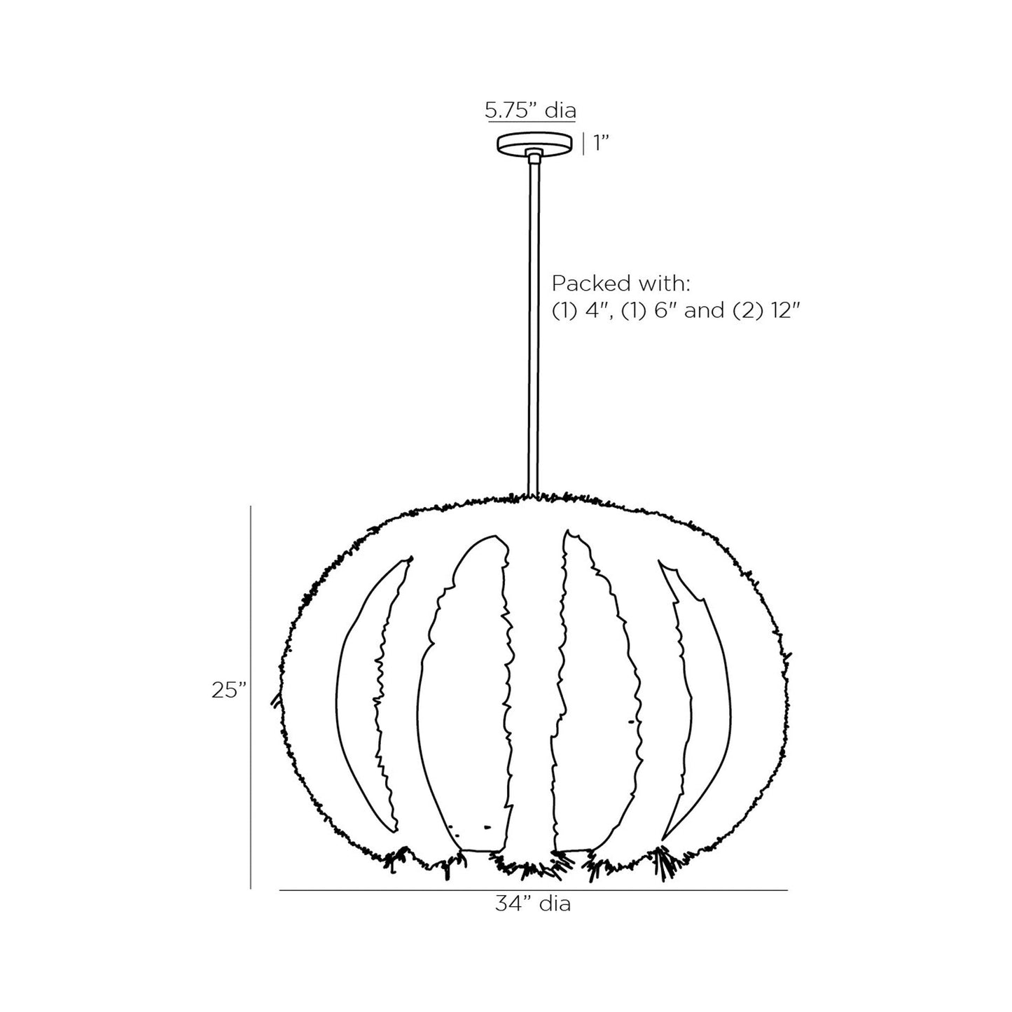 Johanna Pendant Light - line drawing.