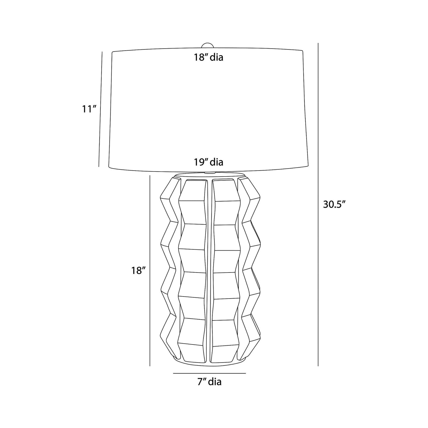 Journey Table Lamp - line drawing.