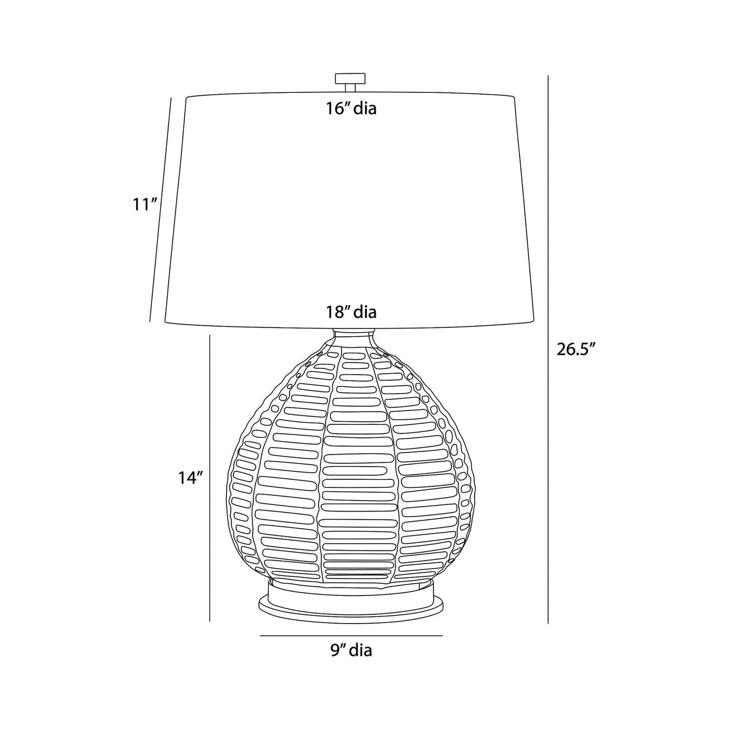 Juliette Table Lamp - line drawing.