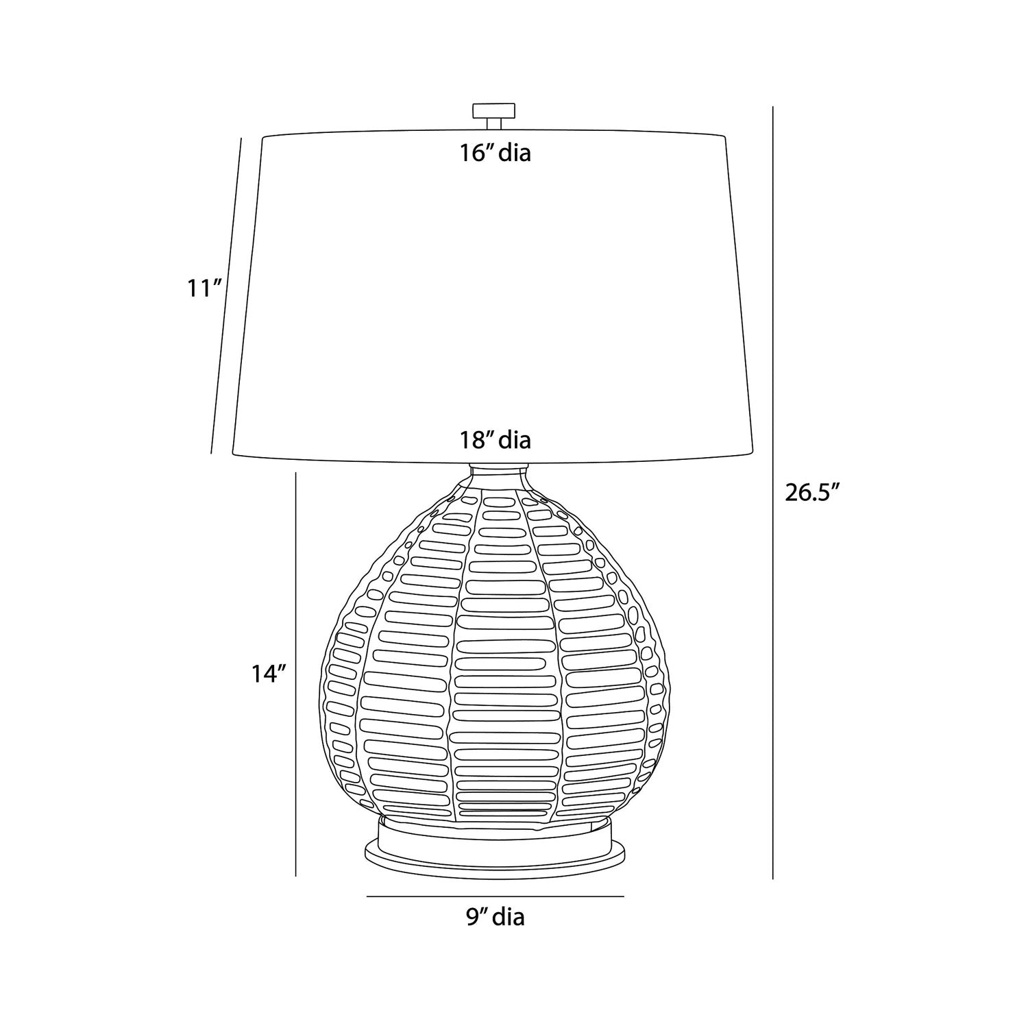 Juliette Table Lamp - line drawing.