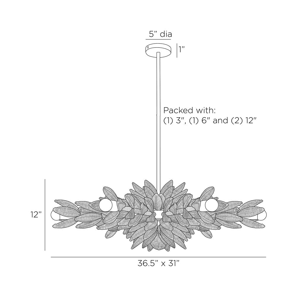 Kasai Semi Flush Mount Ceiling Light - line drawing.