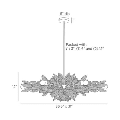 Kasai Semi Flush Mount Ceiling Light - line drawing.