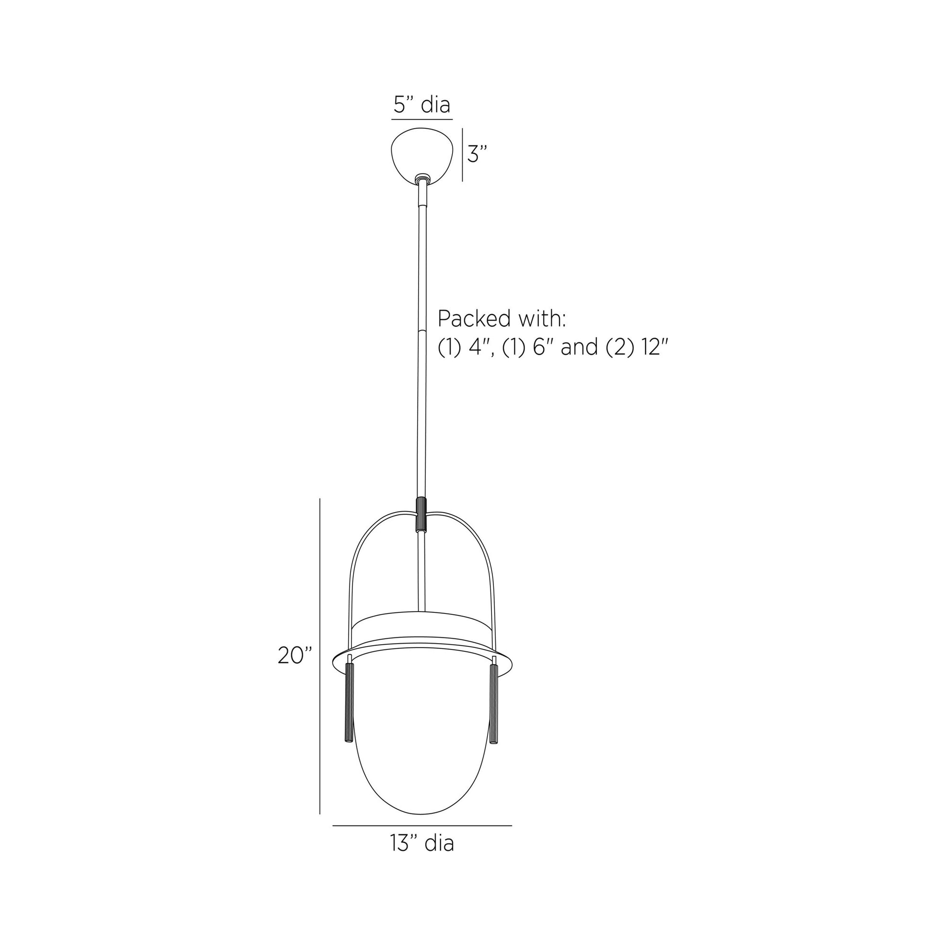 Kathleen Pendant Light - line drawing.