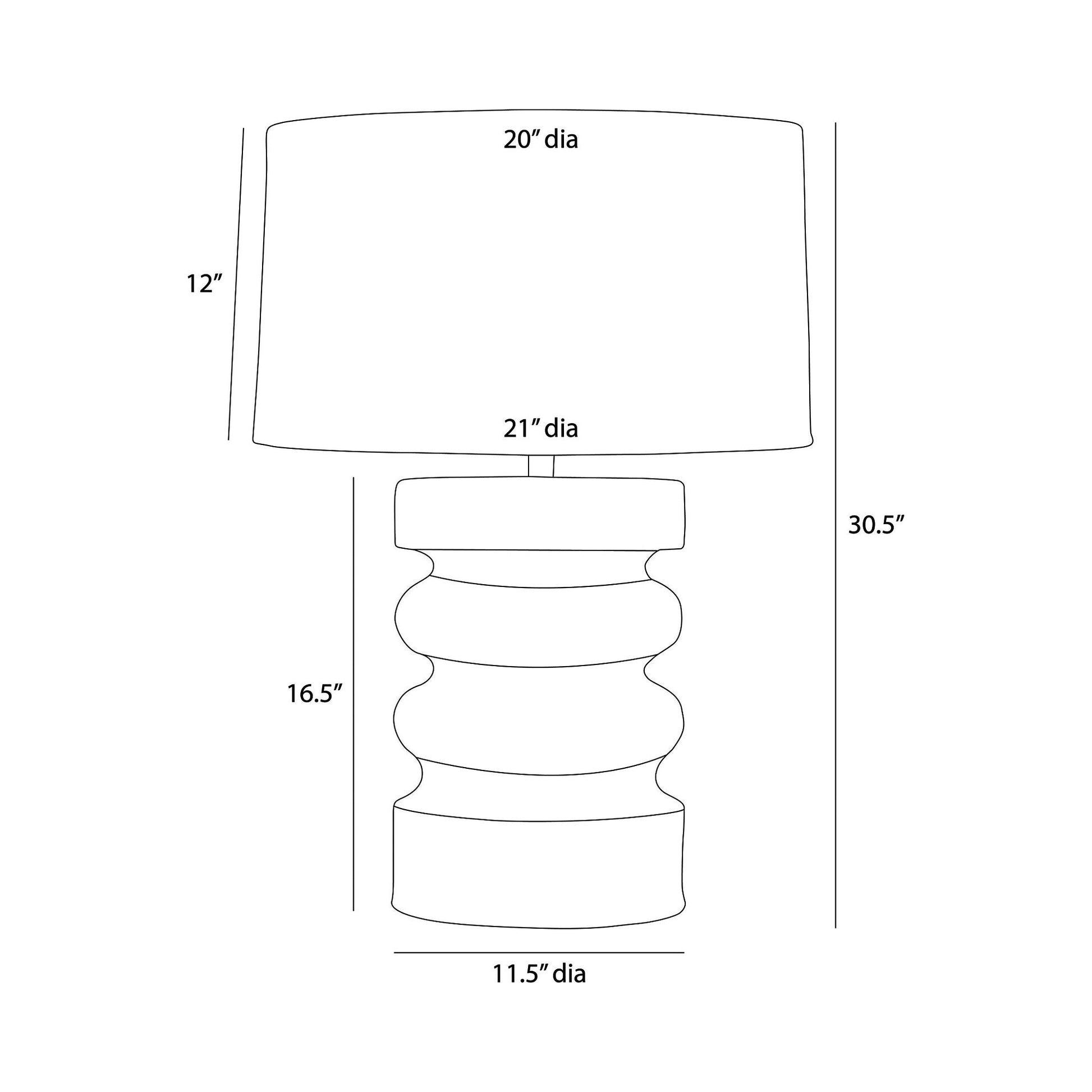 Katrina Table Lamp - line drawing.