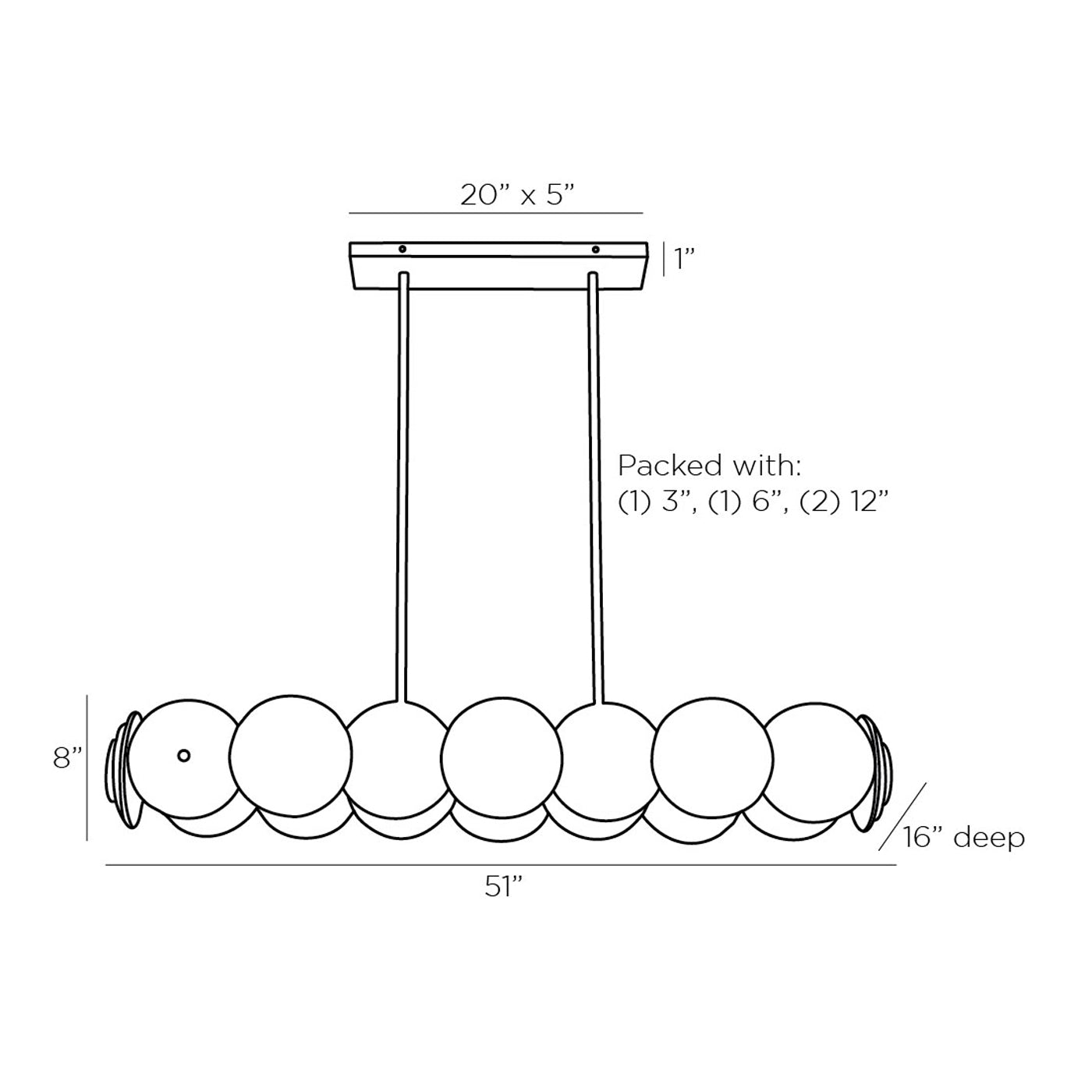 Kinlee Chandelier - line drawing.