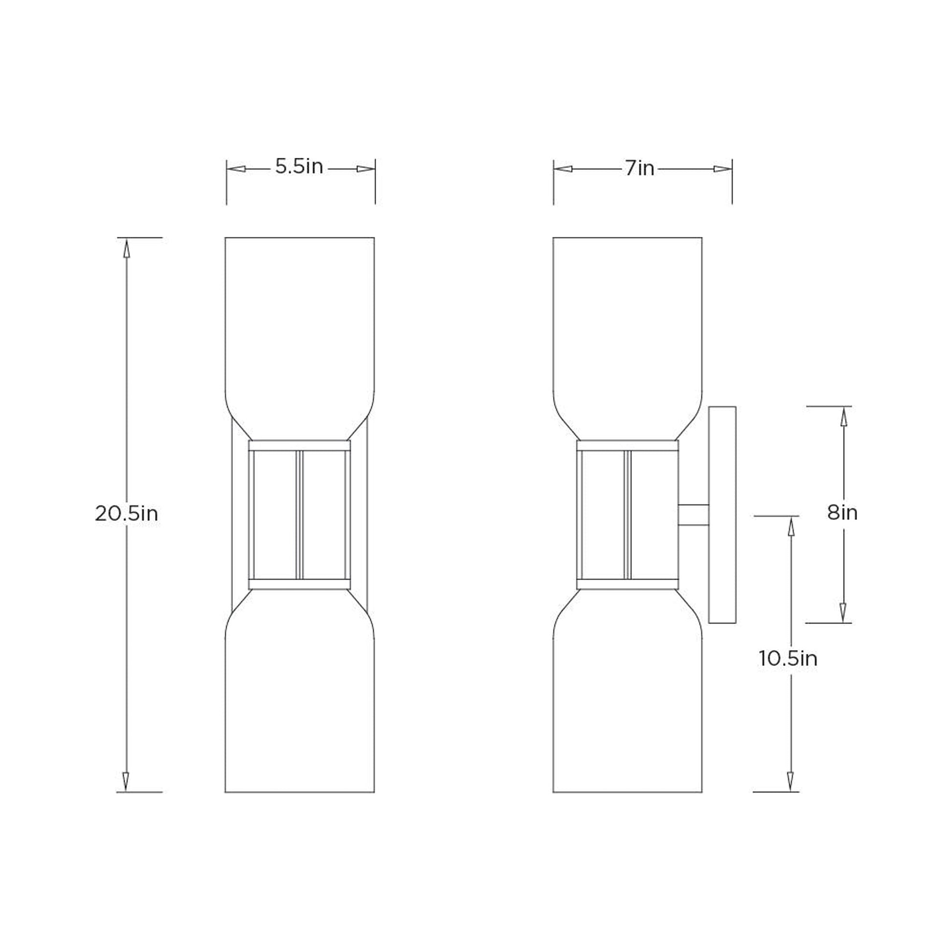 Landon Wall Light - line drawing.