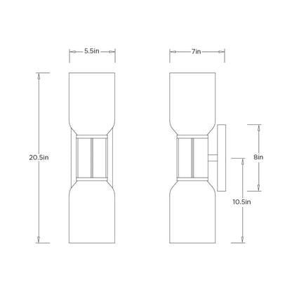 Landon Wall Light - line drawing.