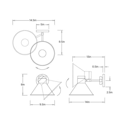 Lane Wall Light - line drawing.