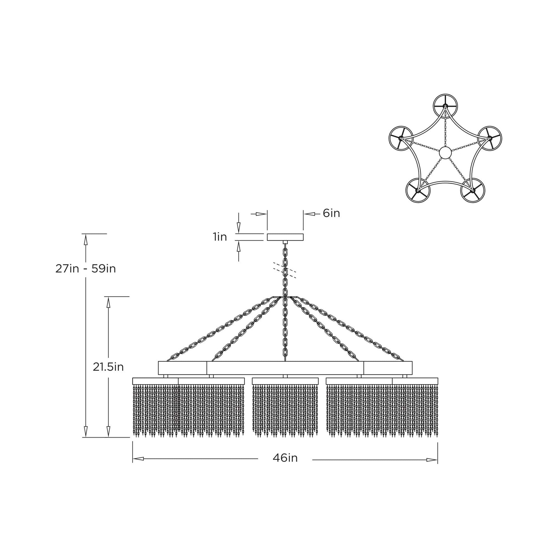 Langston Chandelier - line drawing.