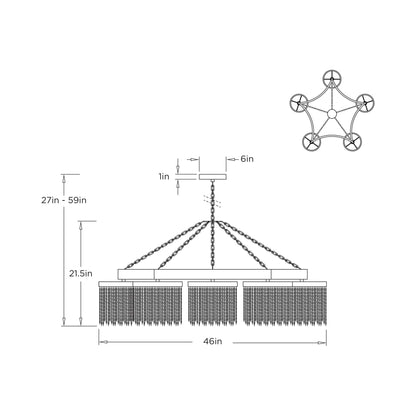 Langston Chandelier - line drawing.